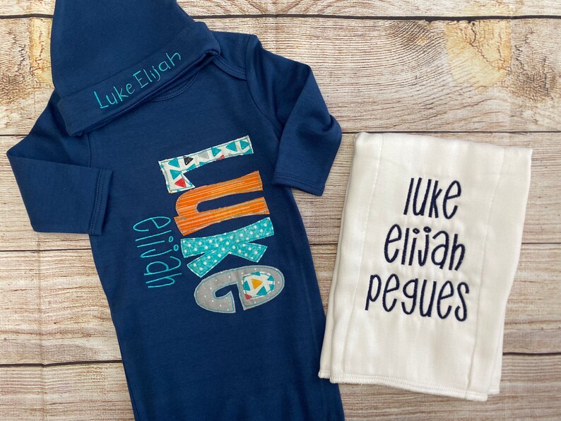Personalized Baby Gown and Hat Set Baby Boy Coming Home Etsy