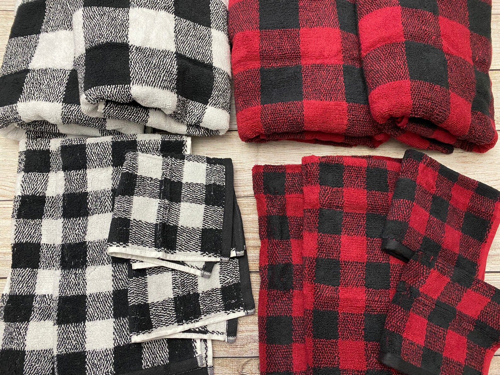 buffalo plaid towel set