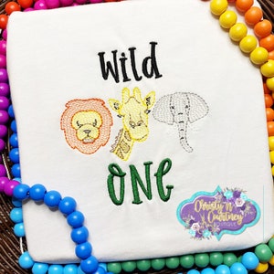 Wild One, Zoo Animal Shirt, First Zoo Trip, Zoo Birthday Shirt, Safari Shirt, Girls Boys Zoo Animals Embroidered Personalized Shirt