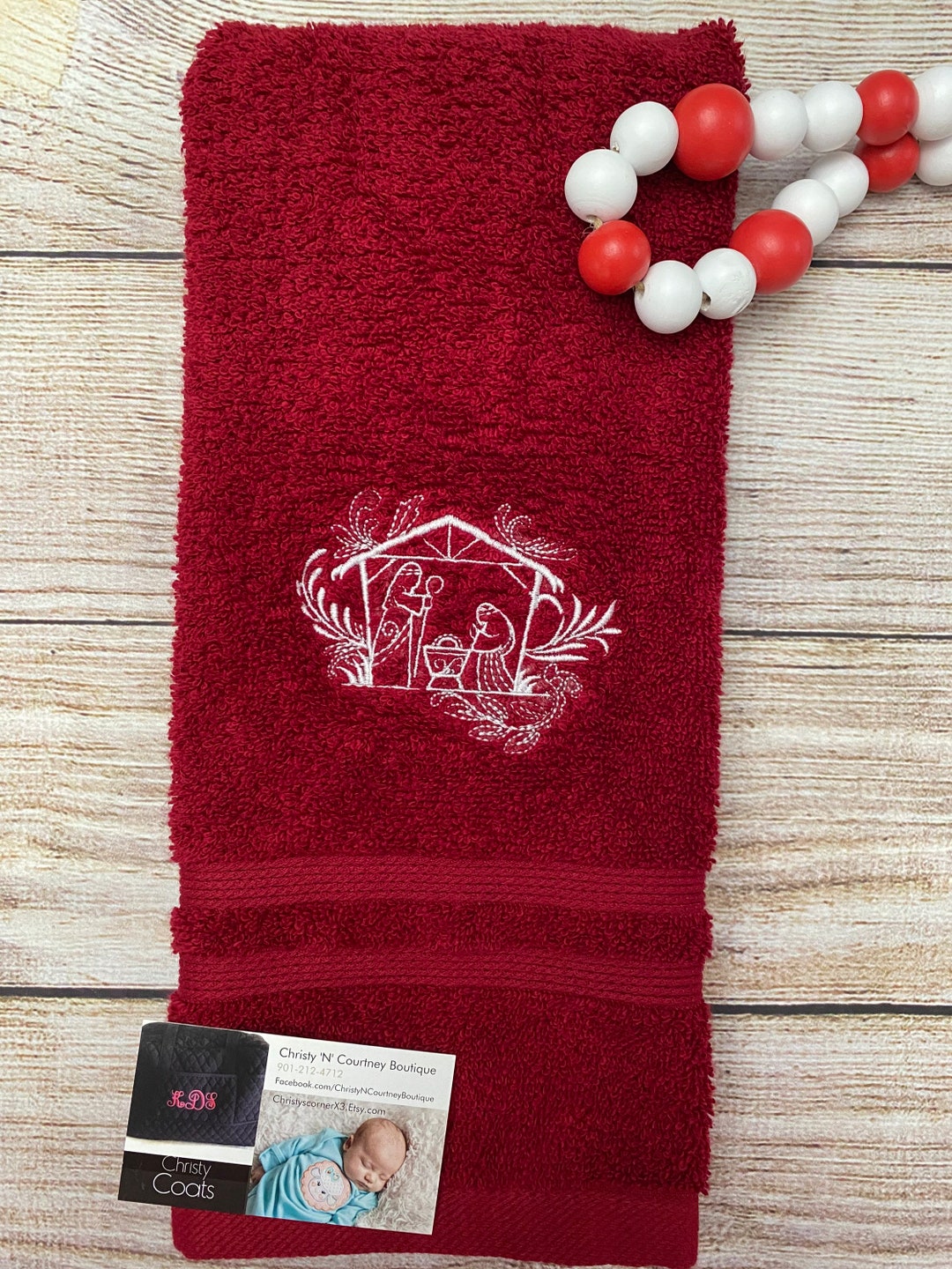 Embroidered Nativity Towel Christmas Embroidered Hand Towel Etsy