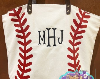 Baseball Mom Canvas Tote, Personalized Weekender, Monogrammed Baseball Bag, Personalized Baseball Tote, Monogrammed BaseballTote Bag