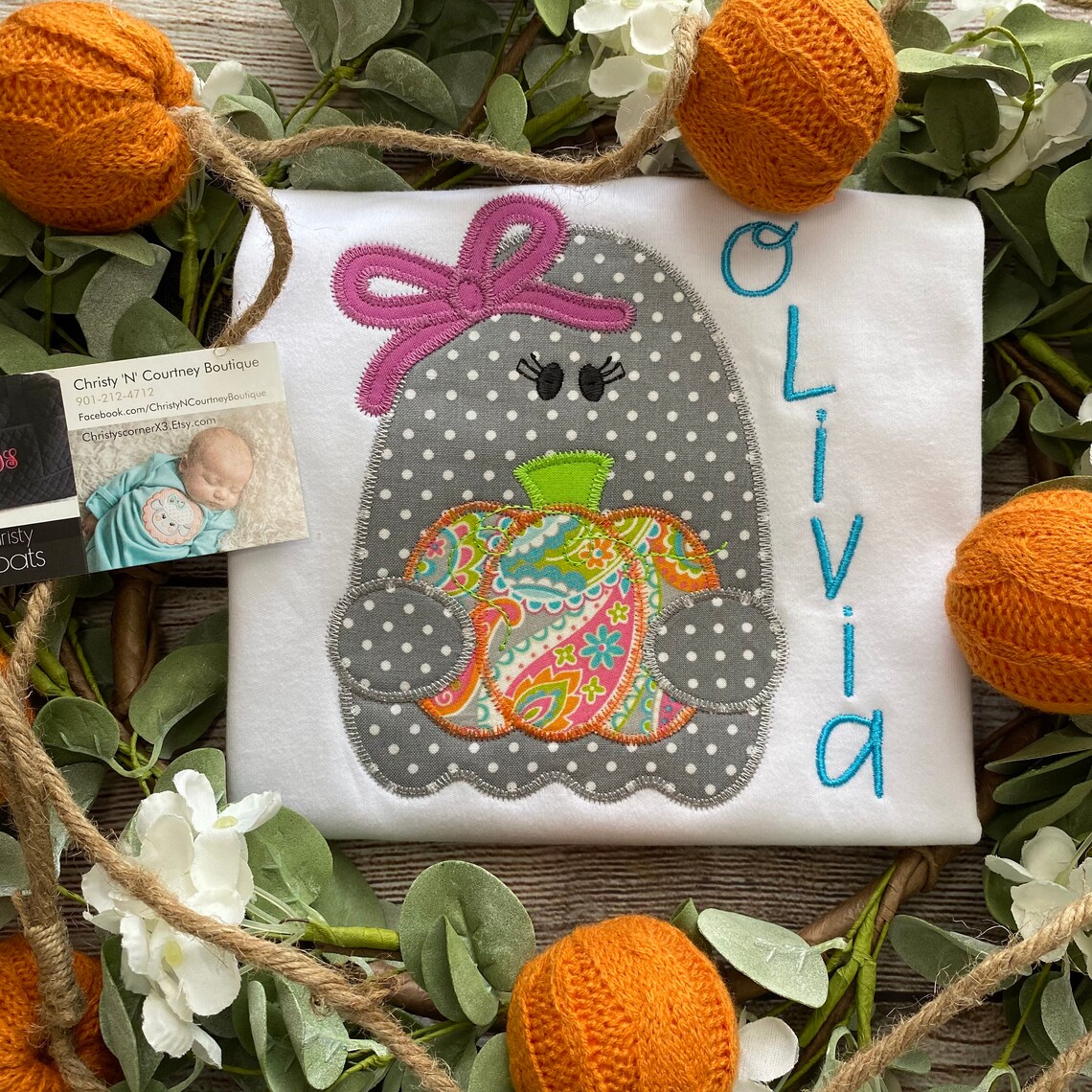 Personalized Ghost Tee Shirt, Ghost Appliqué Shirt, Halloween Top, Girl ...
