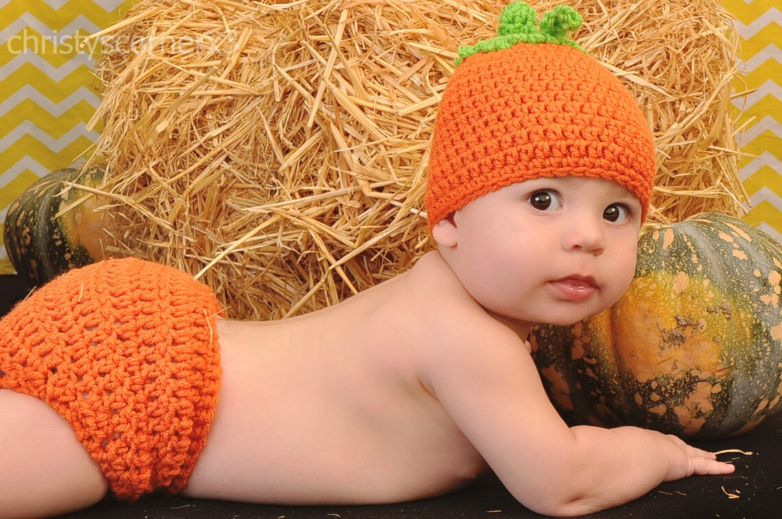 Crochet Pumpkin Hat / Newborn Pumpkin Hat / Baby Pumpkin / Etsy