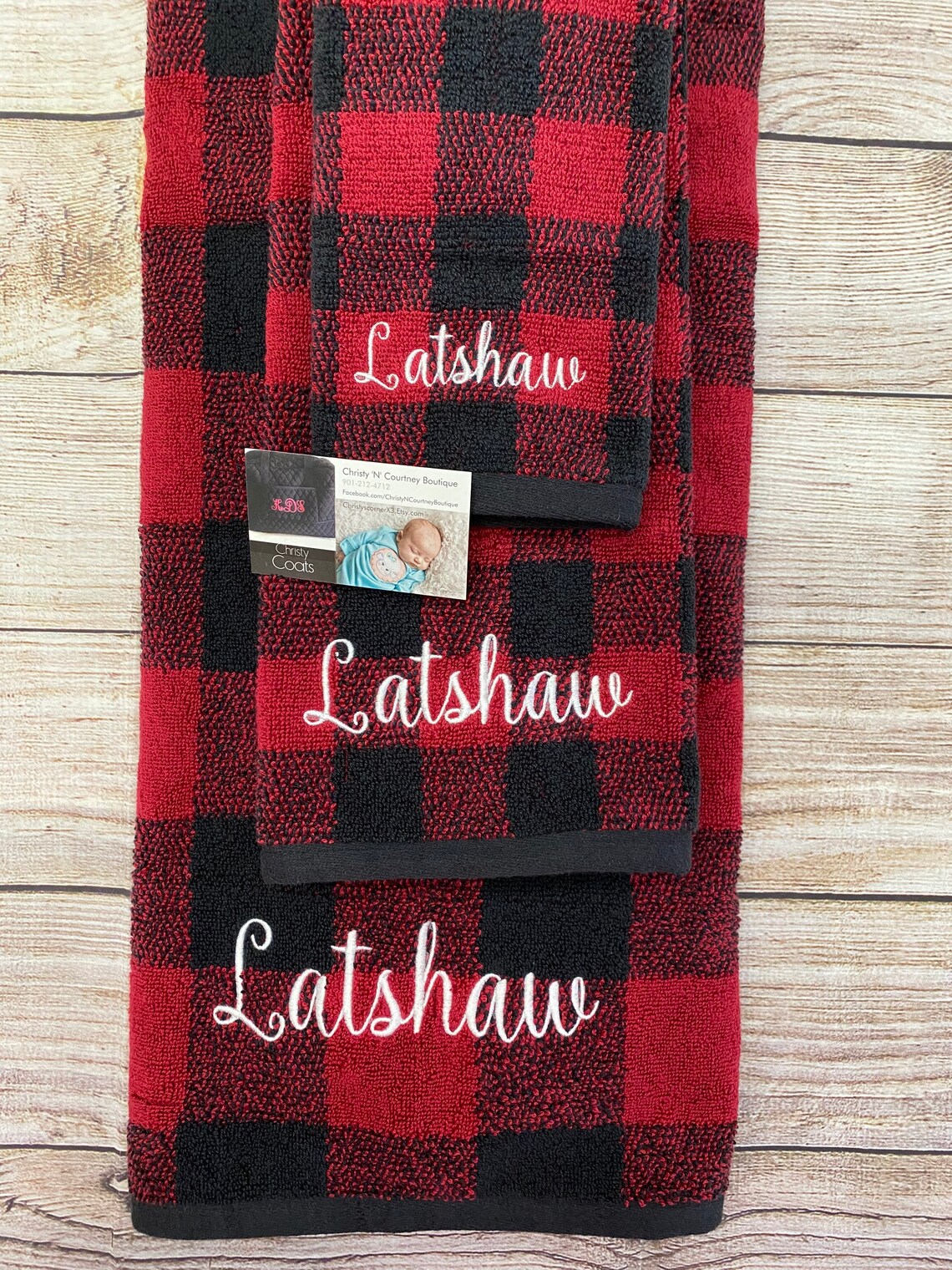 Buffalo Plaid Towel Set Monogrammed Buffalo Plaid Towel Set Etsy