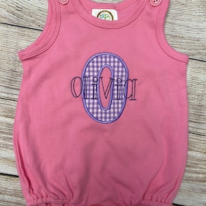 Monogram Bubble Romper, Girl Infant Bubble Romper, Toddler, Bubble Romper with Name