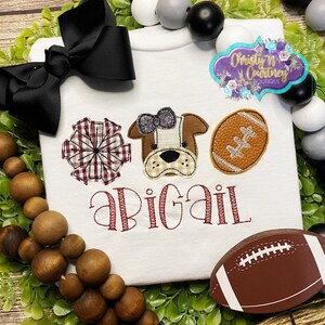 Girls Personalized Shirt, Girls Football Shirt, Cheerleader Shirt, Pompom Dog Football Shirt, Personalized Shirt, Cheerleader, Football, Dog