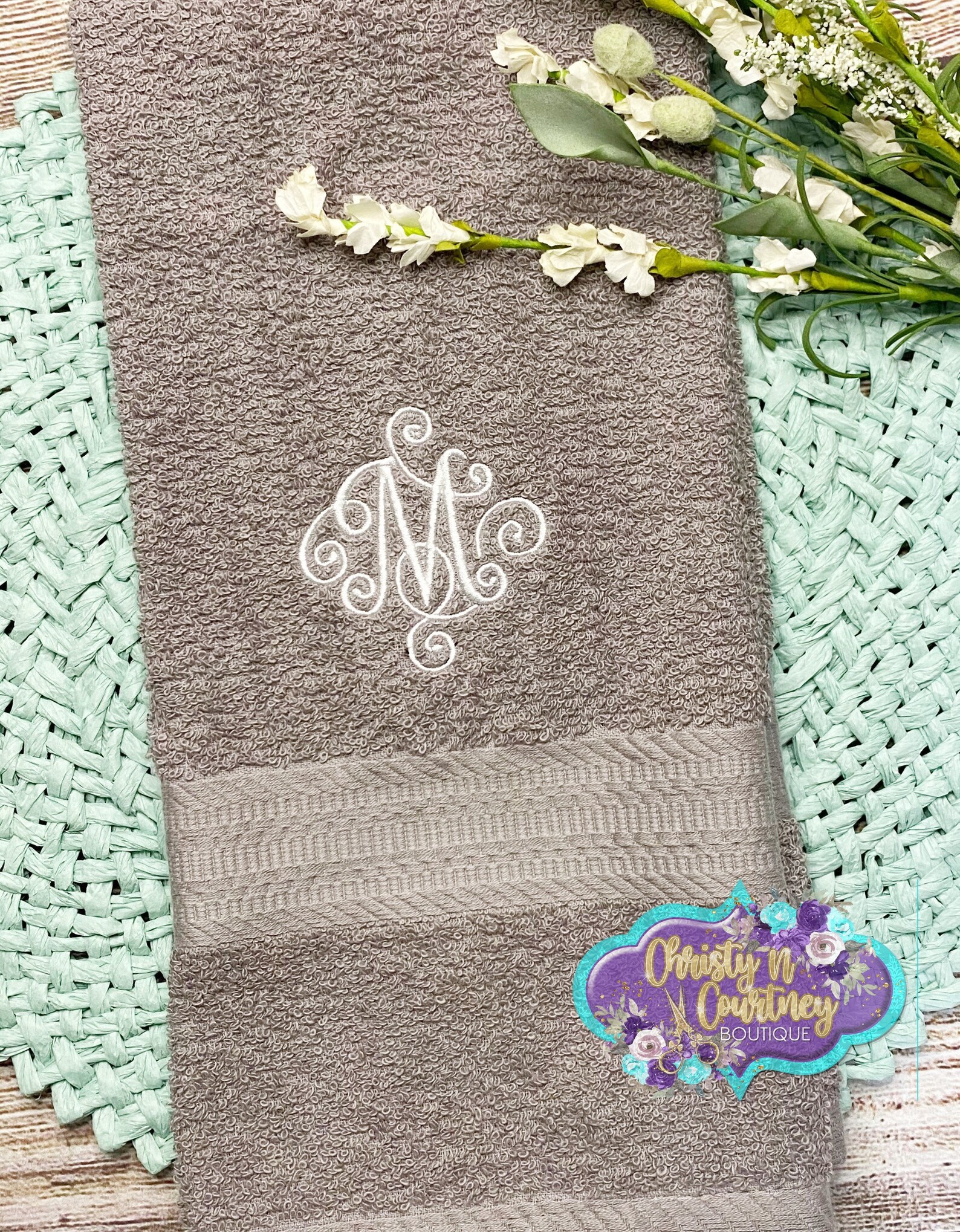 Fancy Initial Hand Towel Personalized Hand Towels Hand Etsy