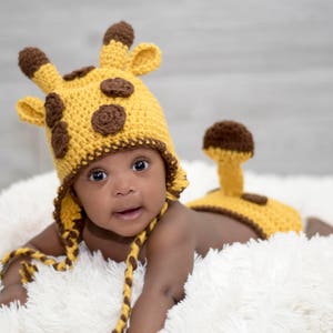 Giraffe Hat, Infant Giraffe Hat, Baby Giraffe Hat, Perfect Newborn Photo Prop, Halloween Costume, Giraffe Hat and Diaper Cover
