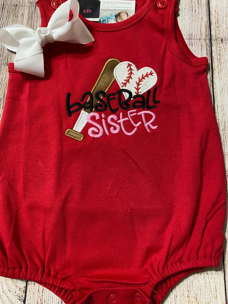 Baseball Heart Baseball Sister Little Sister Applique Etsy