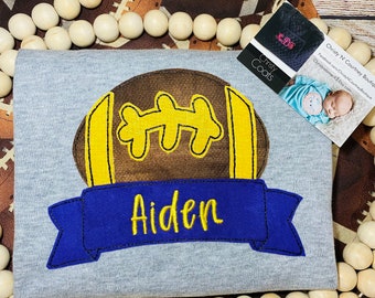 Boys Football Appliqué Shirt, Girls Football Appliqué Shirt, Boys Football Shirt, Appliqué Shirt with Name, Football Shirt, Custom School