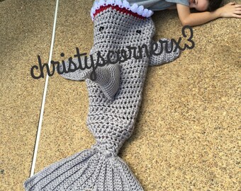 Crochet Shark Blanket, Shark Afghan, Shark Cocoon, Child Shark Blanket, Shark Fin, Shark Costume