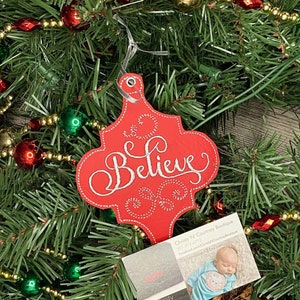 Believe, Embroidered Christmas Ornament, Christmas Tree Ornament, Embroidered Christmas Tree Ornament, Christmas Tag Ornaments, Decor