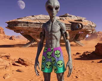 Vaporwave-Synthwave UFO Alien Heads Unisex cotton long short