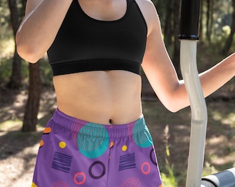 Vaporwave-Synthwave Purple Geometry Unisex cotton shorts