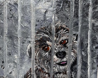 Original Acrylic Painting: Shelter Dog Portrait (10" x 10")