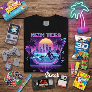 シンセウェーブ 90年代 サーファーシーン Tシャツ | ヴェイパーウェーブ ネオンビーチ