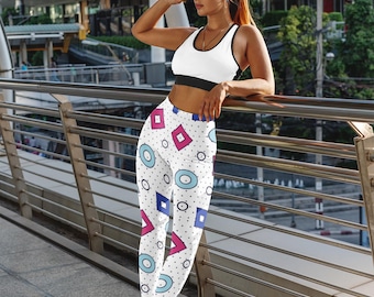 90-tals Memphis-stil Genx-mode Retro geometriska former Tränings- och yogaleggings | Heltäckande tryck