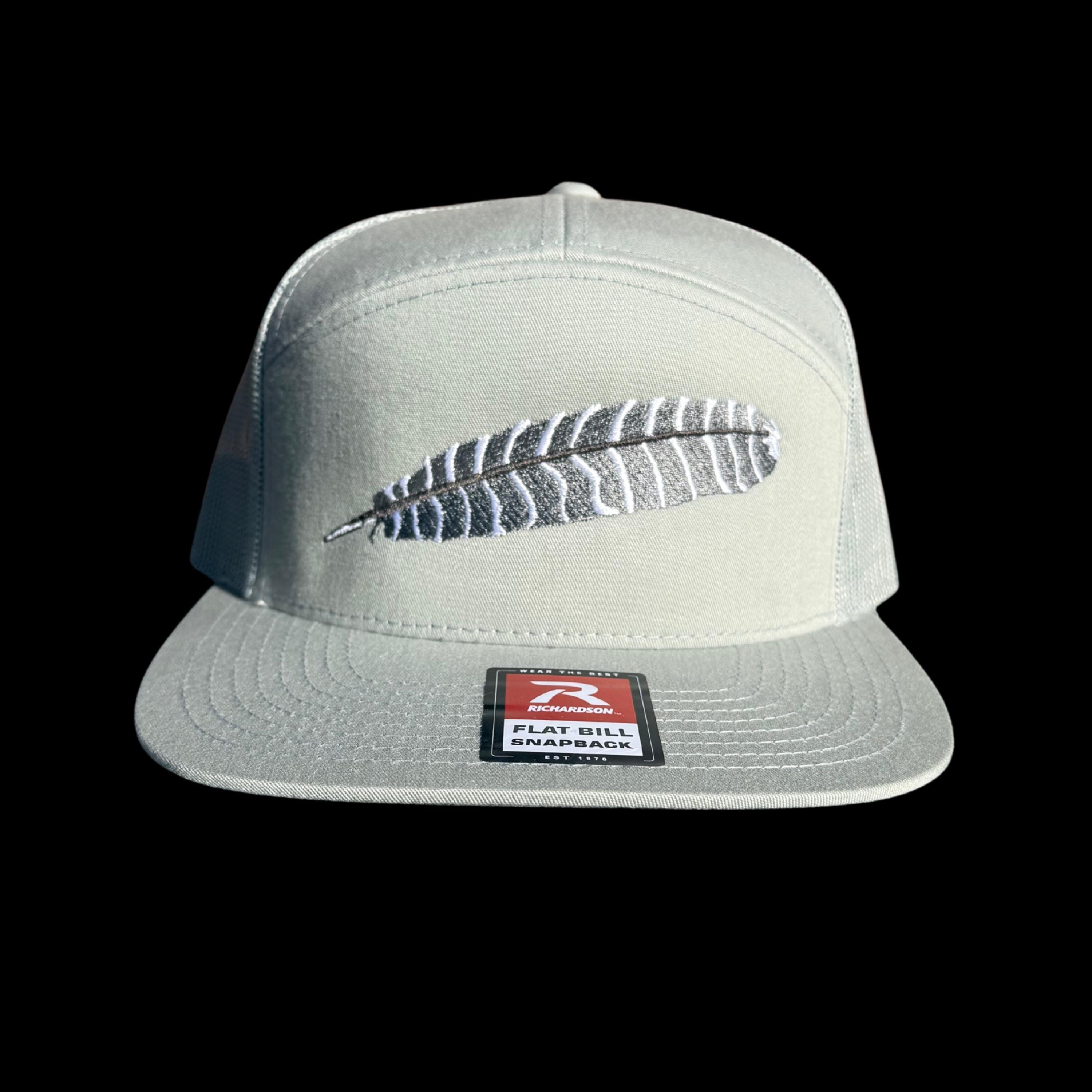 Handmade Black and White Feather Flatbill Trucker Hat Turkey Feather - Hat – Feral Lyfe main image 4