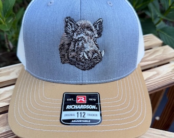 Embroidered Wild Hog Trucker Hat – Adjustable Outdoor Cap