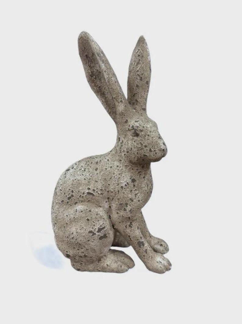 Stone Rabbit Statues Rustic Resin Rabbit Figurine - Antique Stone Finish Rabbit Statues ...