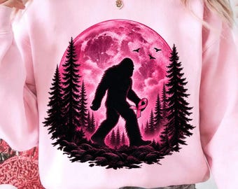 Bigfoot Breast Cancer Awareness PNG, Pink Ribbon Sasquatch PNG, Breast Cancer Survivor Gift, October Awareness Sublimation, Digital Download