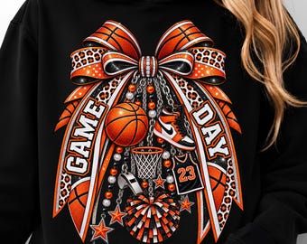 Basketball Bow PNG, Trendy Coquette Basketball PNG, Game Day Shirt Design, Basketball Mom Gift, Sports Mom PNG, Christmas Gift Shirt Png