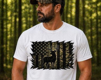 Camouflage American Flagge Deer PNG, Vaterländische Jagd Design (Digitaler Download)