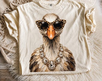 Glamouröse Gans (PNG), Modische Gans (PNG), Trendige Gänse-Grafik, Elegante Gans (PNG), Lustiges Gänse-Shirt-Design, Digitaler Download