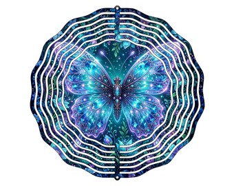 Molinillo de viento mágico con forma de mariposa (PNG), decoración vibrante para jardín de fantasía (descarga digital)
