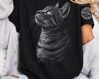 Cat Scratchboard PNG, Cat Mom Gift, Cat Dad Gift, Vintage Cat Illustration, Cat Lover Shirt Design, Trendy PNG, Pet Memorial Clipart PNG