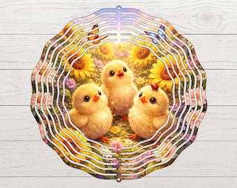 Baby Küken Sonnenblume Wind Spinner PNG, Floral Spring Sublimation Kunst (Digitaler Download)