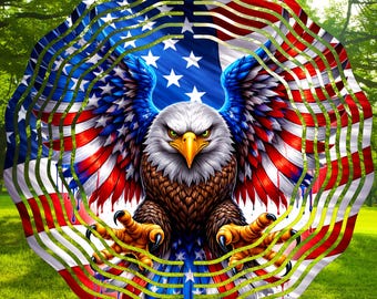 USA Eagle Wind Spinner PNG, American Flag Sublimation Design (Instant Download)