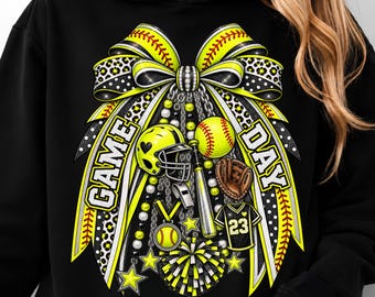 Lazo de softbol PNG, Softbol Coquette de moda PNG, Regalo para mamá de softbol, ​​Diseño de camiseta para el día del partido, Chica de softbol, ​​Regalo para mamá deportista, Temporada de softbol