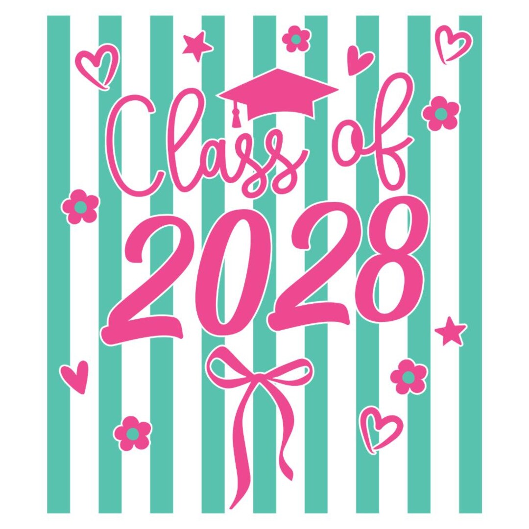 Class of 2028 Graduation PNG, Trendy Striped Design (digital Download ...
