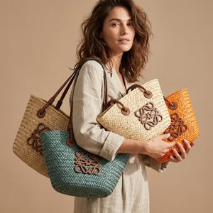 Chique draagtas van geweven stro Everyday Market Mand met leren handvat schoudertas Veelzijdige zomerportemonnee Designer-stijl Cadeau voor moeder Lente