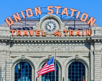 Union Station, Denver Union Station, Denver, Colorado, Train Station, Train Depot, Railroad, Railroad Art,Wall Art,Canvas Art,Metallic Paper