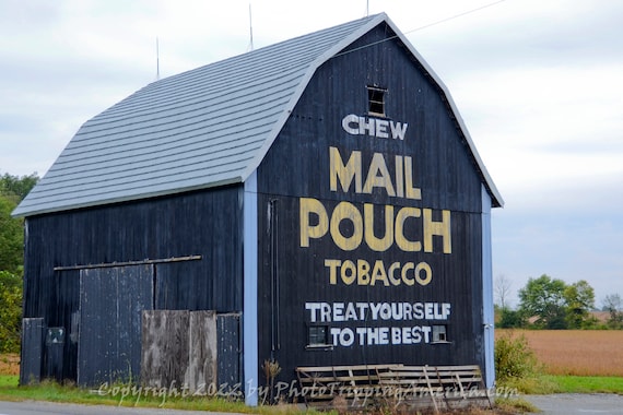 tobacco land indiana Mail Pouch Tobacco, Barn, Farm, Tobacco Barn, Indiana, Advertising,  Nostalgic, Photo on Canvas, Photo on Metallic Paper, Americana, Wall Art