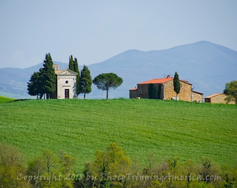 Capella di Vitaleta, Church in Val d'Orcia, Tuscan Art, Church, Tuscany Chapel, Tuscany, Photo on Canvas, Wall Art, Photo on Metallic Paper