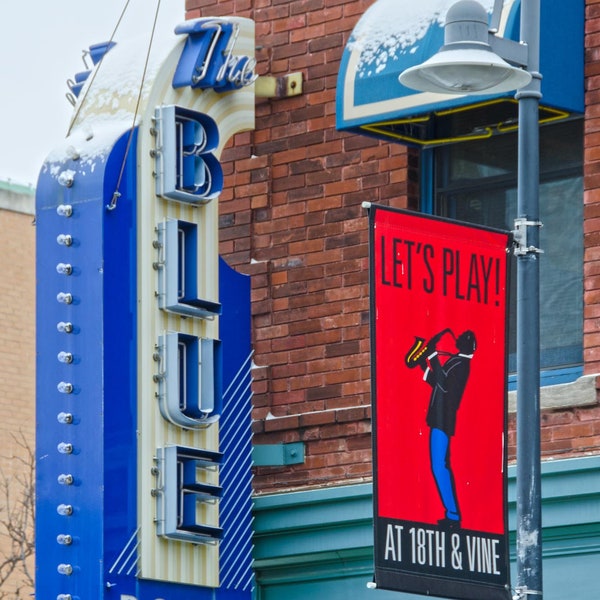 Jazz District, 18th and Vine, Kansas City, Jazz, Blue Room, Banner,Canvas Art,Photo on Canvas, Wall Art, Photo on Metallic Paper