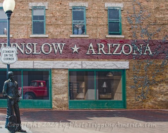 Standing on the Corner, Winslow, Arizona, Take It Easy, The Eagles, Ron Adamson, Photo on Canvas, Wall Art, Photo on Metallic Paper