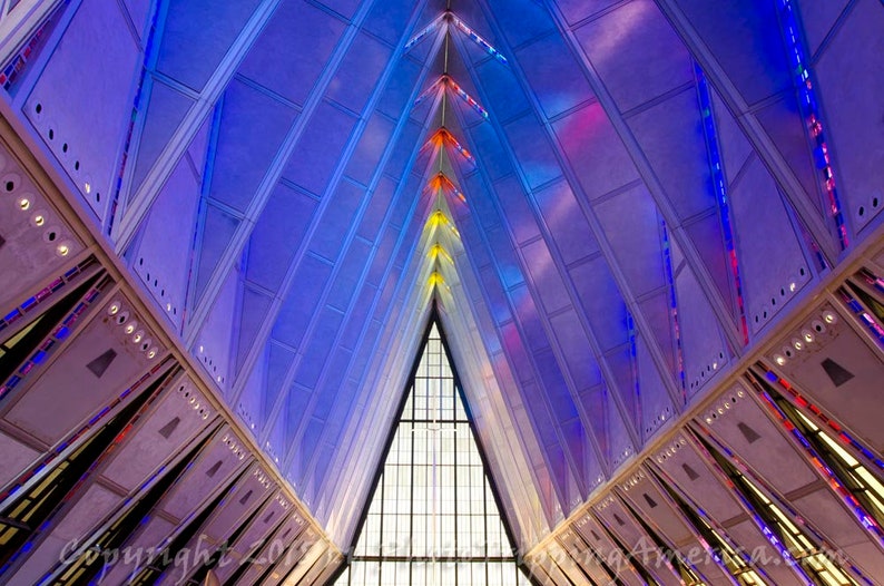 Air Force Academy Chapel, Chapel, Air Force, Stained Glass, Church, Canvas Art, Photo on Canvas, Wall Art,Photo on Metallic Paper, Photo image 1