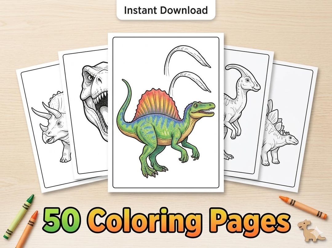 Dinosaur Coloring Pages for Toddlers | 50 Page Kids Activity Mega ...