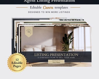 Luxus-Immobilien-Präsentationsvorlage | Bearbeitbare Canva-agent Folien (digitaler Download)
