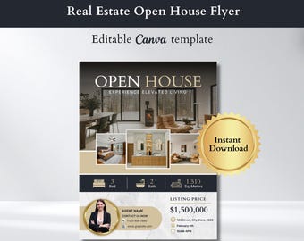 Realtor Open House Flyer Vorlage | Luxus-Immobilien-marketing (Canva Editable)