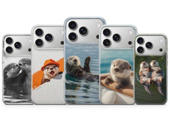 Funda para teléfono con diseño de nutria. Lindo animal para iPhone 17 Air 16e Pro Max 15 14 13 12 11 / Samsung S25 S24 FE / Google Pixel 10 9