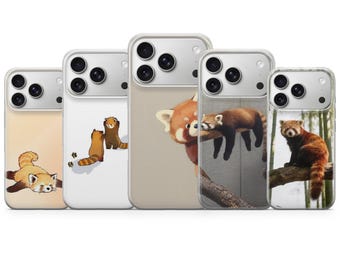 Funda para teléfono con diseño de panda rojo. Lindo animal para iPhone 17 Air 16e Pro Max 15 14 13 12 11 / Samsung S25 S24 FE / Google Pixel 10 9