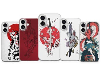 Funda de teléfono Kitsune con diseño de zorro para iPhone 17 Air 16e Pro Max 15 14 13 12 11 / Samsung S25 S24 FE / Google Pixel 10 9