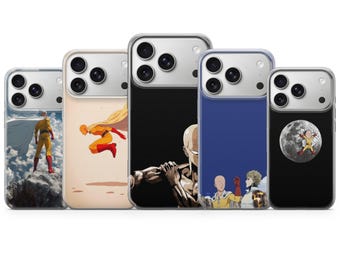 Funda para teléfono de anime Saitama de One Punch Man para iPhone 17 Air 16e Pro Max 15 14 13 12 11 / Samsung S25 S24 FE / Google Pixel 10 9