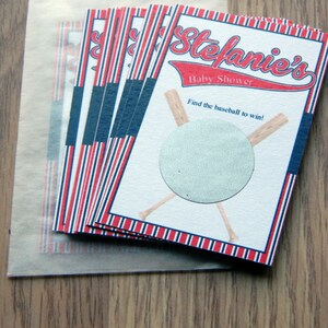 Baseball Themed Baby Shower Scratch-off Cards