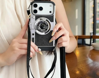 Emily in Paris Camera iPhone Case | 3D Retro Camera Cover with Lanyard for iPhone 11–17 Pro Max | Cute Aesthetic Case